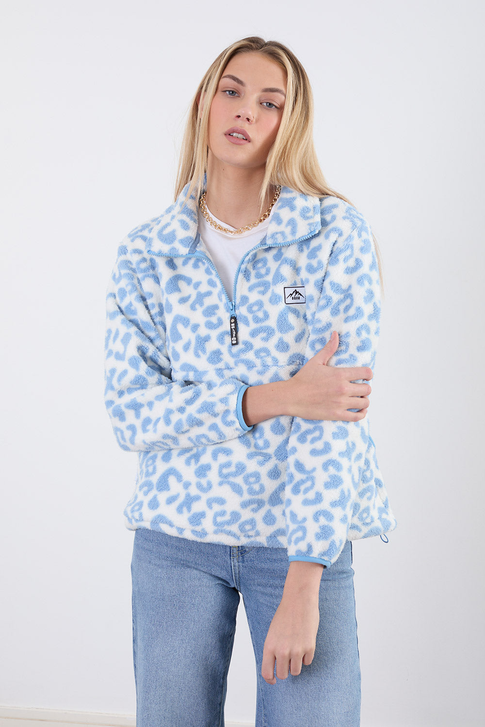 The Trek fleece in Blue leopard