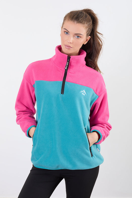 The Wander Fleece in Contrast teal