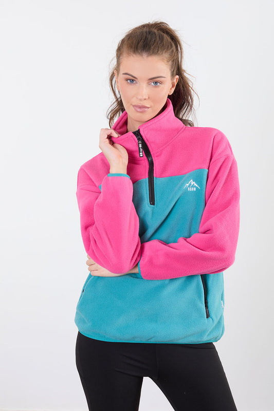 The Wander Fleece in Contrast teal